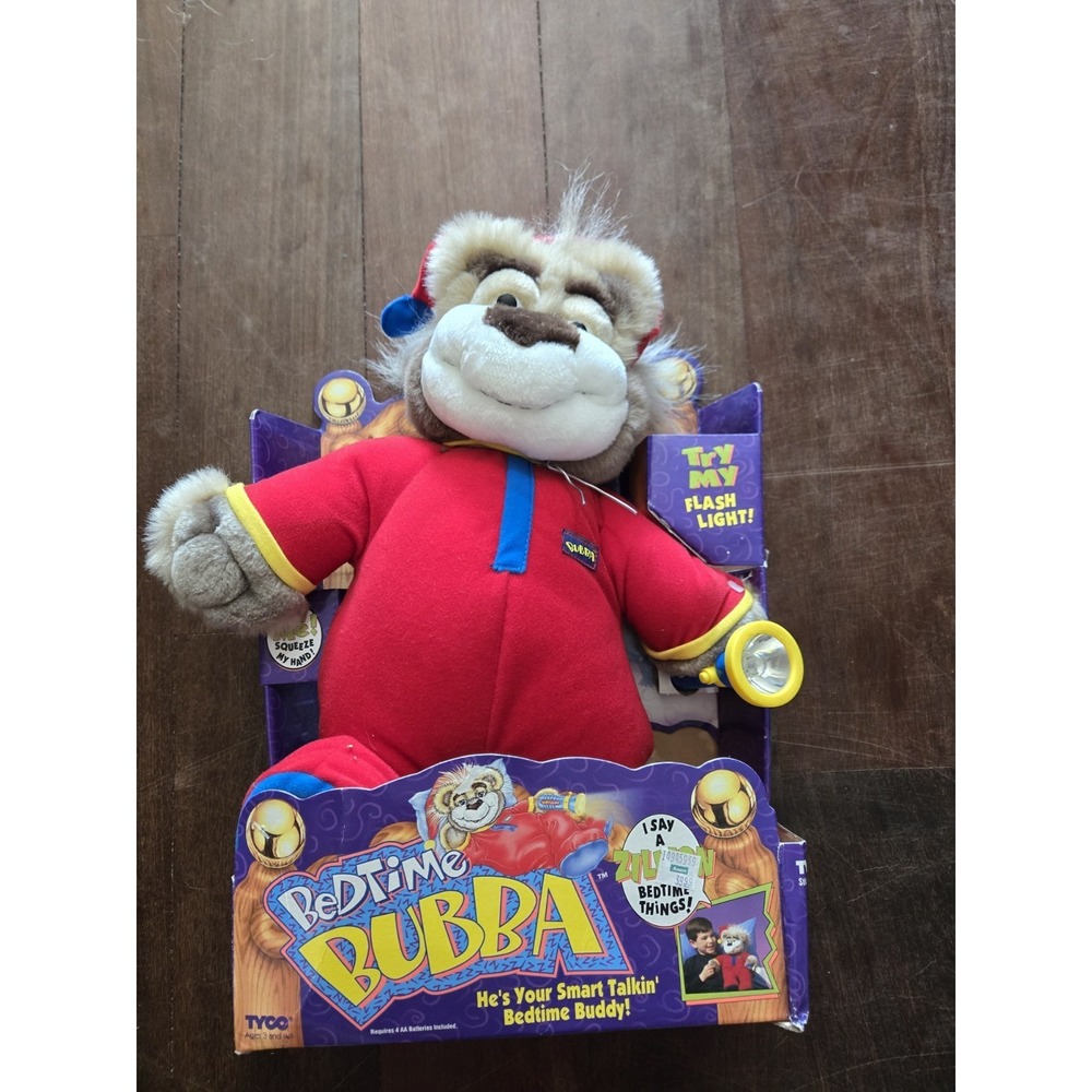 17" Talking Bedtime Bubba Bear Plush Toy With Flashlight Box 1997 Tyco Untested